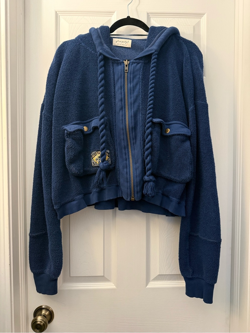 Free People So Lush Blue Zip Hoodie with Maine Blueberry Patch - Picture 4 of 7